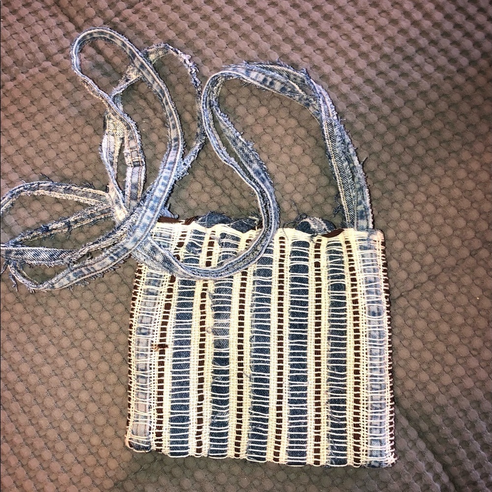 Handmade Denim boho crossbody purse - Picture 2 of 5